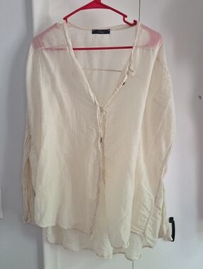 Baci Ivory Cotton Silk Blouse L